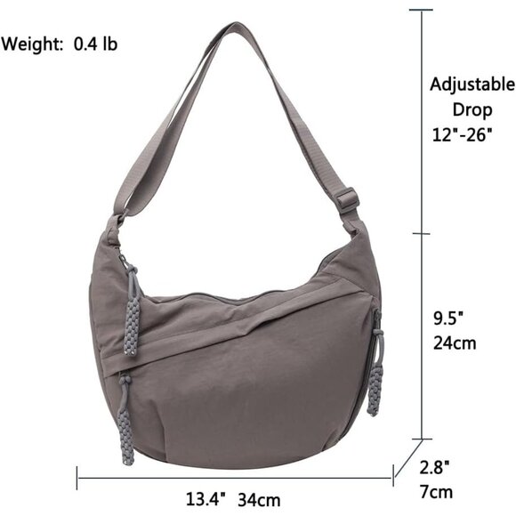 Gray Nylon Crossbody Bag for Women & Men, Travel Tote, Stylish and Secure, Multi - Picture 4 of 9